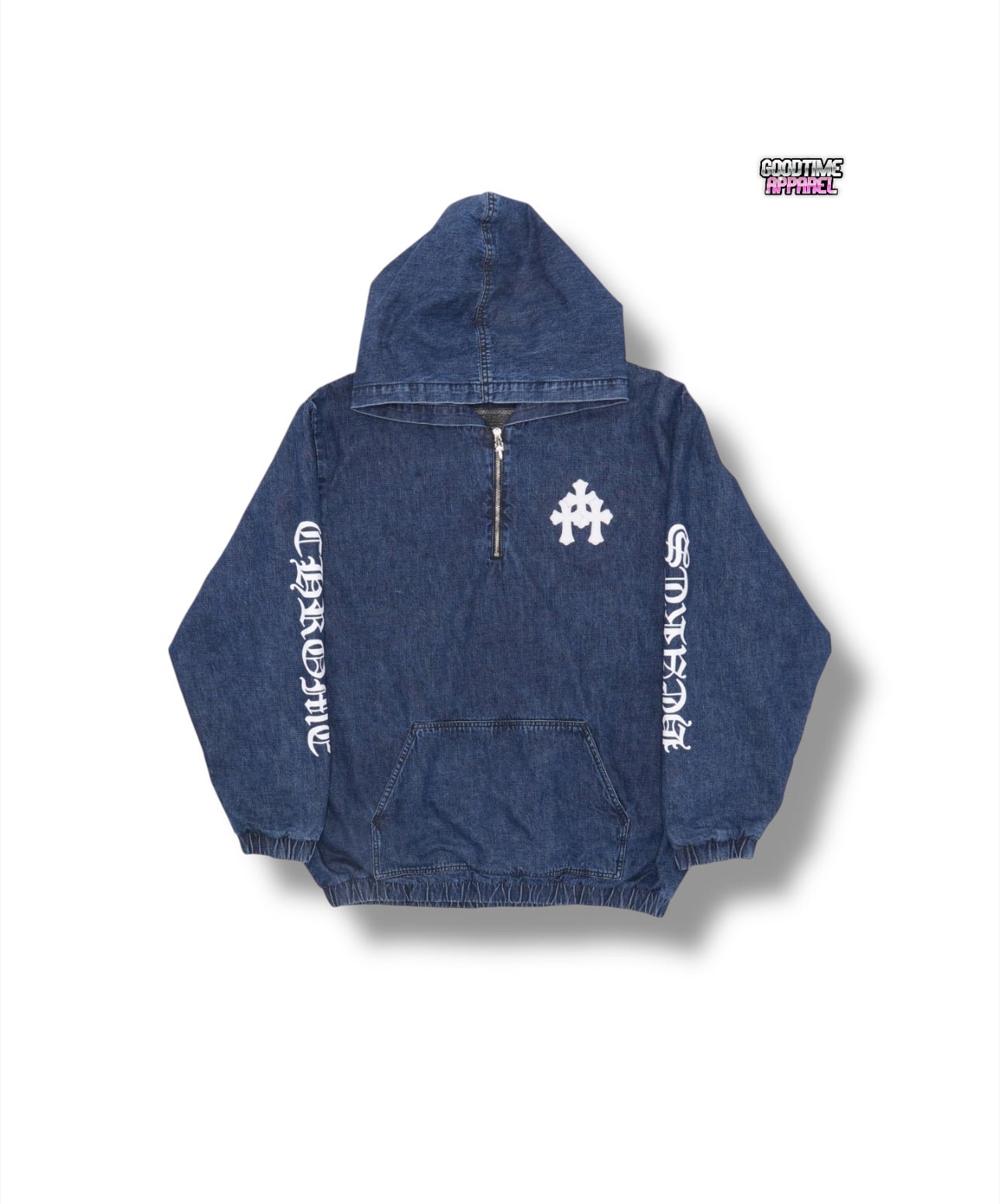 Denim Half Zip Hoodie